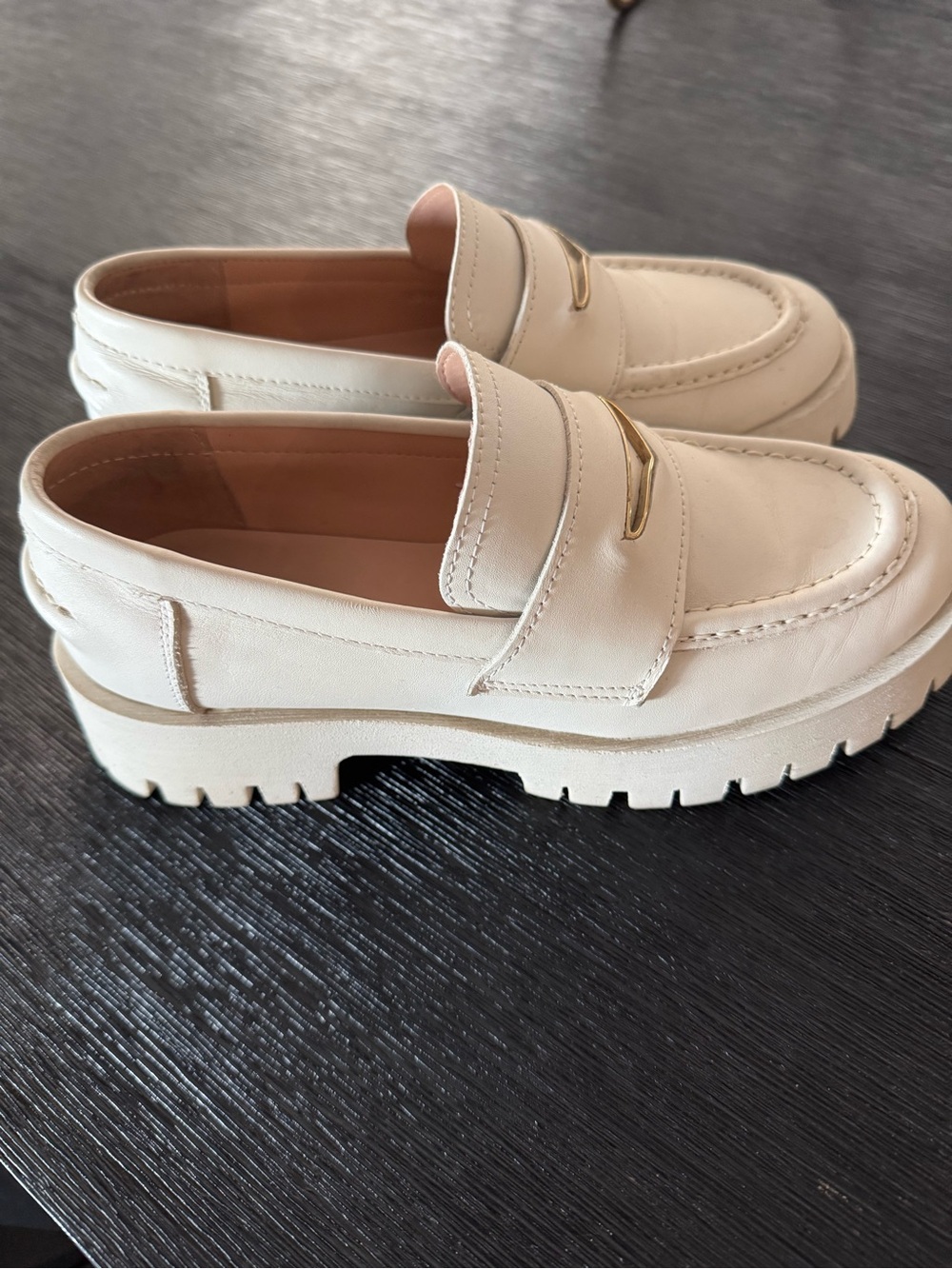 Steve Madden Ivory Loafers with Gold Accent - Picture 2 of 3